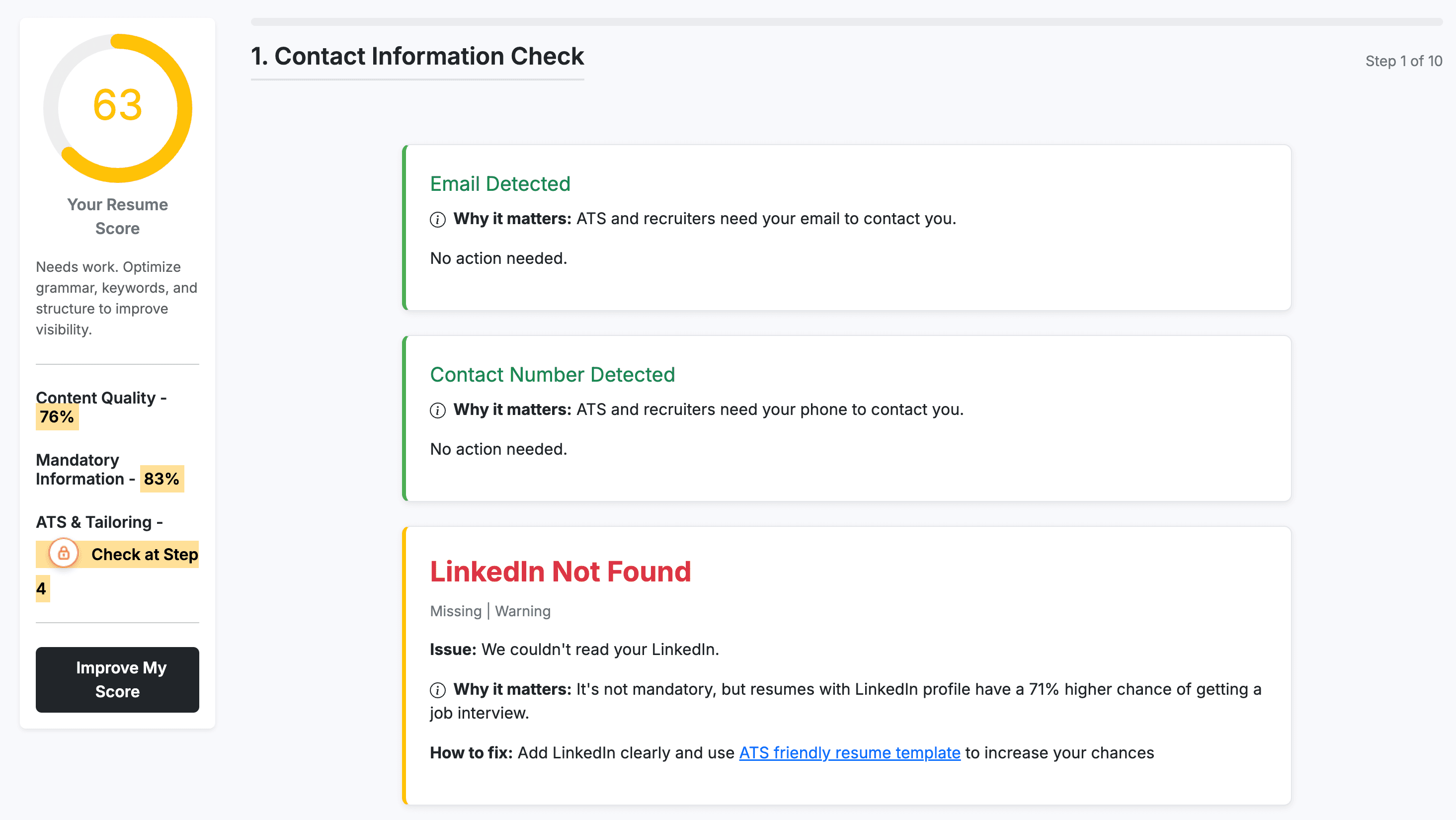 1MillionResume free resume checker with ATS score and downloadable report.