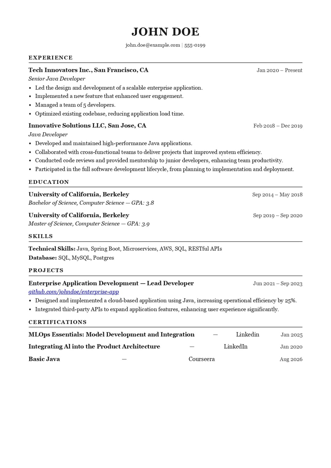 Sample ATS resume